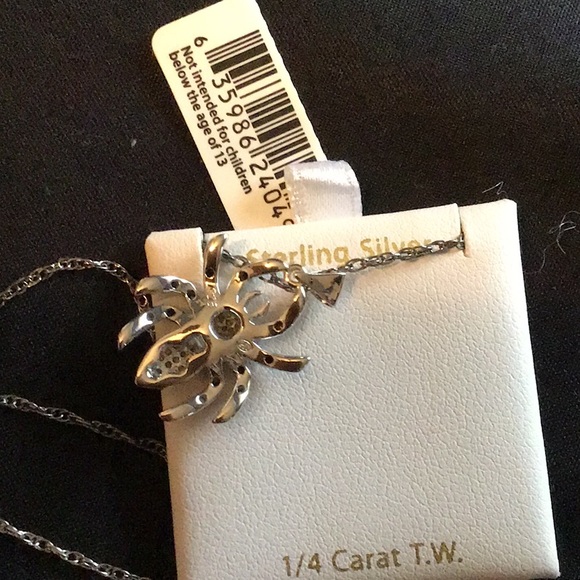 NÉW 20’ STERLING SILVER DIAMOND NECKLACE - Picture 3 of 4